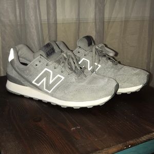 New Balance 696 Gray Suede Sneakers